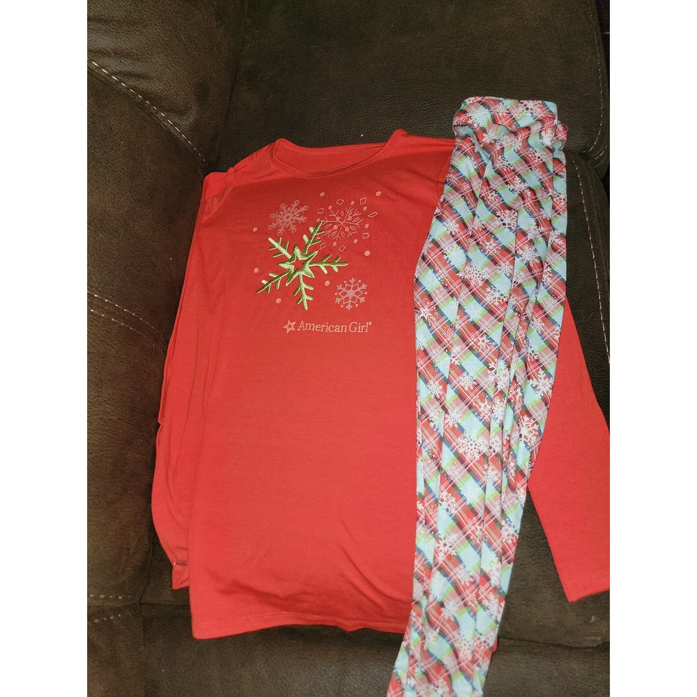 American girl winter snowflake pajamas sleep top and pants size 10 12